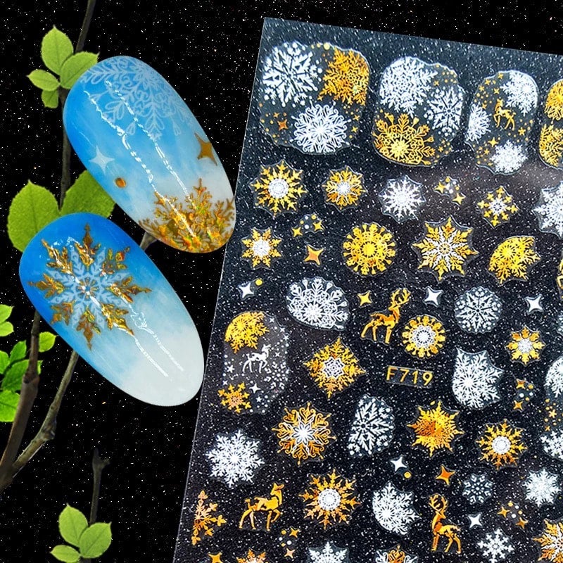Nail Art Stickers Decal Self-Adhesive Christmas Snowflake Nail Wraps Full  Cover | eBay